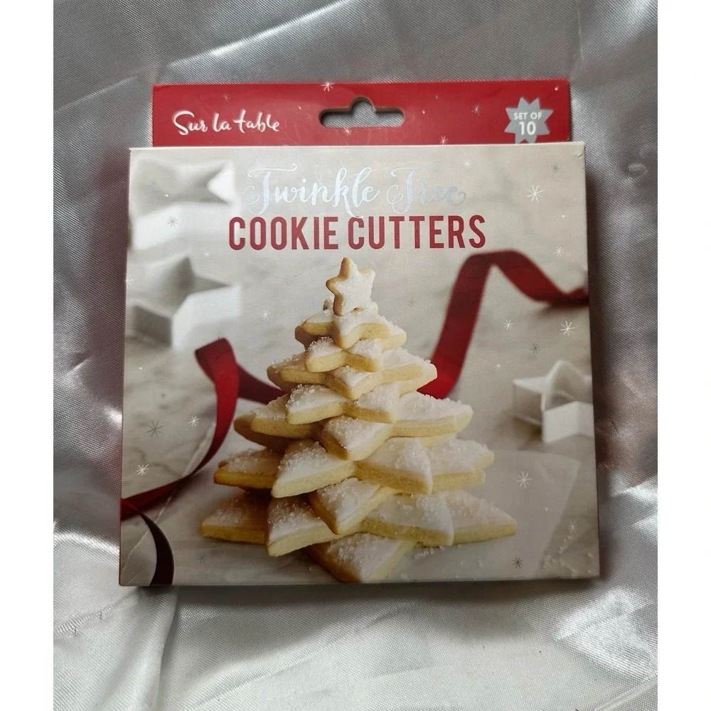 Sur la Table Christmas Tree Metal Cookie Cutters Twinkle Star 10 Cutter Gift NEW